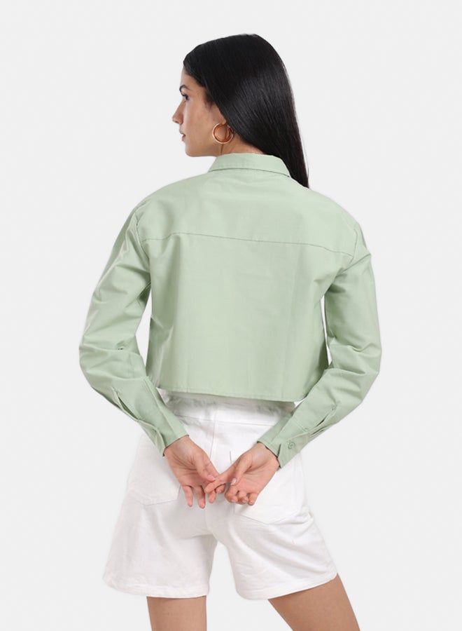 Carina Dropped Shoulder Cropped Shirt - Image 3