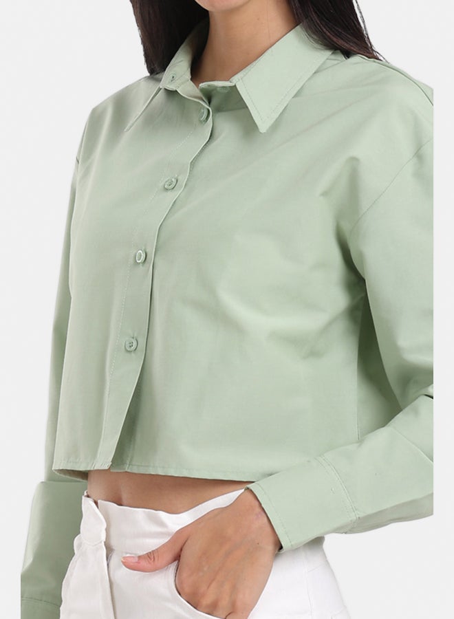 Carina Dropped Shoulder Cropped Shirt - Image 5