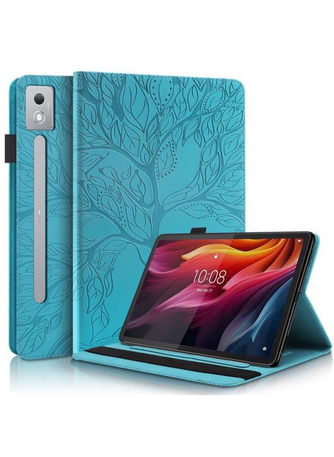 For Small Pad 2024 Flat Panel Protective Case Lenovo Tab M9 Life Tree Embossed Card Holder Leather Case-Color:Red-Applicable Models:Lenovo M10 Plus 10.6inch 3rd Generation 2022/tb-125fu