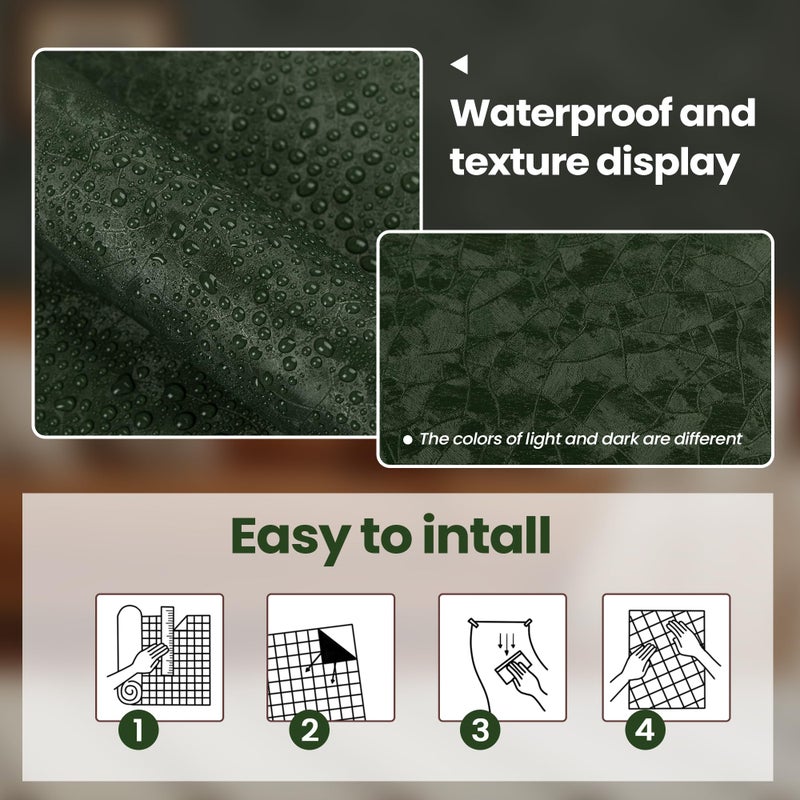 Abyssaly Dark Green Peel and Stick Wallpaper - Modern Textured Embossed Wall Papers - Removable Self Adhesive Waterproof Contact Paper for Countertops Cabinet Home Decor with Scraper, Paper Cutter 15.7" x 118" - Image 3
