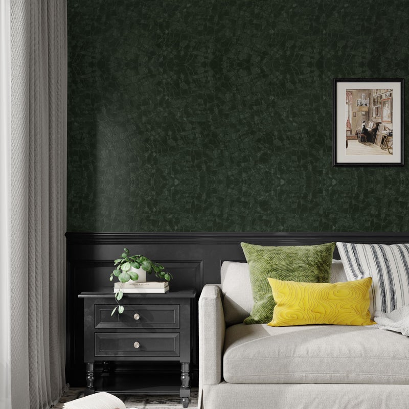 Abyssaly Dark Green Peel and Stick Wallpaper - Modern Textured Embossed Wall Papers - Removable Self Adhesive Waterproof Contact Paper for Countertops Cabinet Home Decor with Scraper, Paper Cutter 15.7" x 118" - Image 4