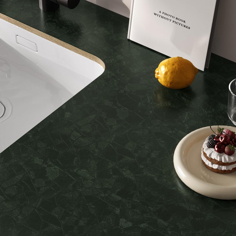 Abyssaly Dark Green Peel and Stick Wallpaper - Modern Textured Embossed Wall Papers - Removable Self Adhesive Waterproof Contact Paper for Countertops Cabinet Home Decor with Scraper, Paper Cutter 15.7" x 118" - Image 5
