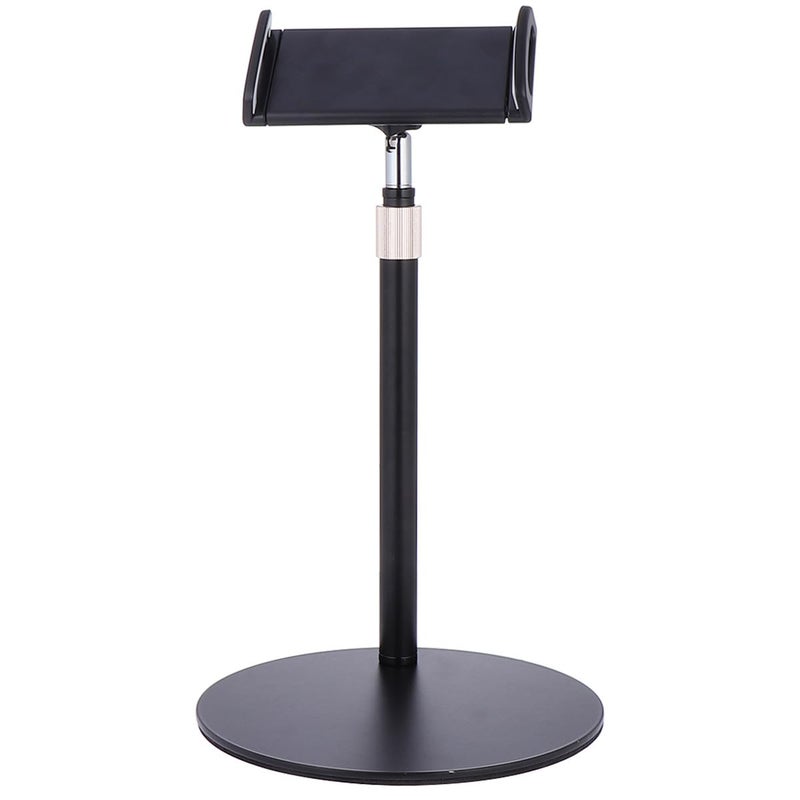 Adjustable Black Tablet Holder Stand with Rotating Cradle for Desktop Charging and Phone Support - Image 2
