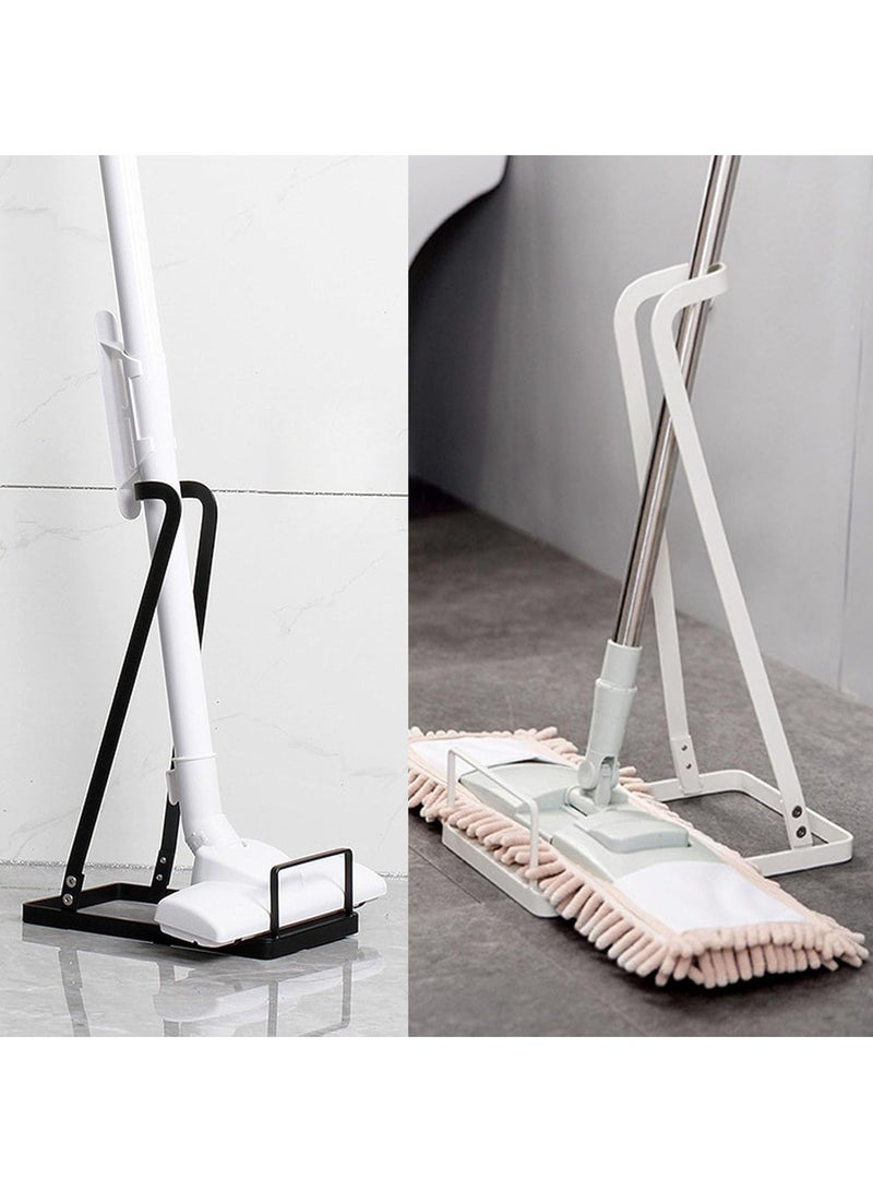 عربست رف تخزين حامل المكنسة الكهربائية، رف تخزين معدني عصري للزوايا، حامل مكنسة كهربائية محمول قائم بذاته، تجميع بدون حفر، تصميم رف مفتوح، رف منظم للمطبخ (أبيض) - Image 2