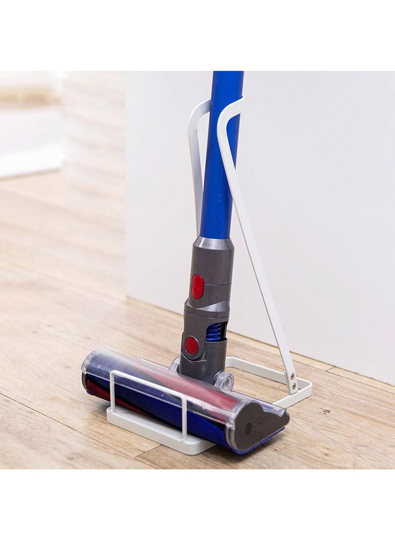 عربست رف تخزين حامل المكنسة الكهربائية، رف تخزين معدني عصري للزوايا، حامل مكنسة كهربائية محمول قائم بذاته، تجميع بدون حفر، تصميم رف مفتوح، رف منظم للمطبخ (أبيض) - Image 3