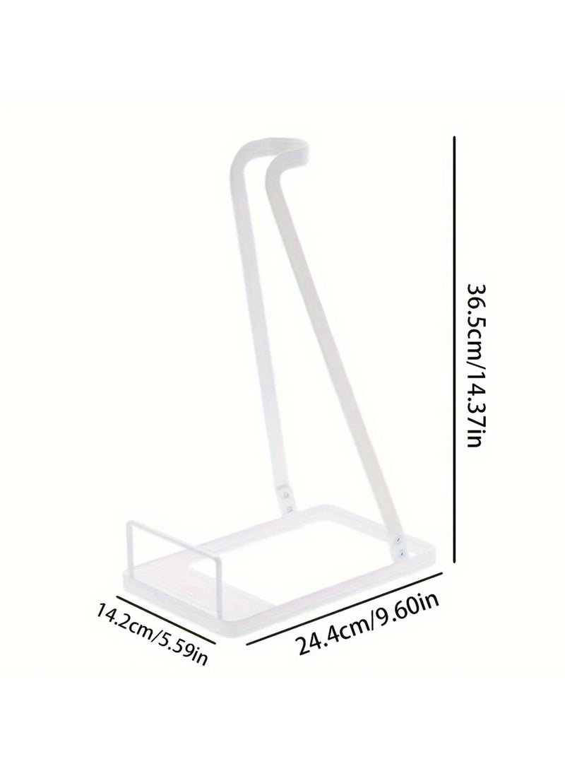 عربست رف تخزين حامل المكنسة الكهربائية، رف تخزين معدني عصري للزوايا، حامل مكنسة كهربائية محمول قائم بذاته، تجميع بدون حفر، تصميم رف مفتوح، رف منظم للمطبخ (أبيض) - Image 4