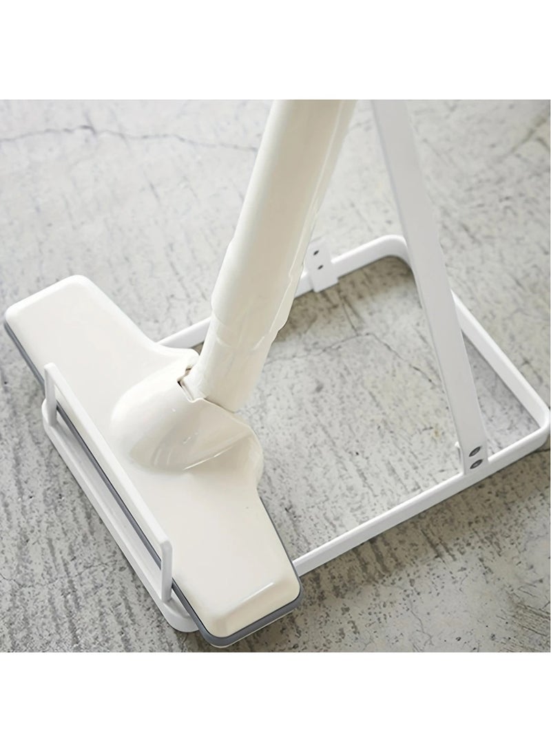 عربست رف تخزين حامل المكنسة الكهربائية، رف تخزين معدني عصري للزوايا، حامل مكنسة كهربائية محمول قائم بذاته، تجميع بدون حفر، تصميم رف مفتوح، رف منظم للمطبخ (أبيض) - Image 5