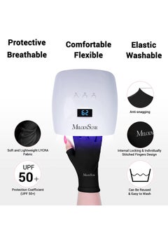 MelodySusie Women's UV Gloves for Gel Nail Lamp, Professional UPF50+ UV Protection Gloves for Manicures Summer Sun Protection Gloves  - Image 3