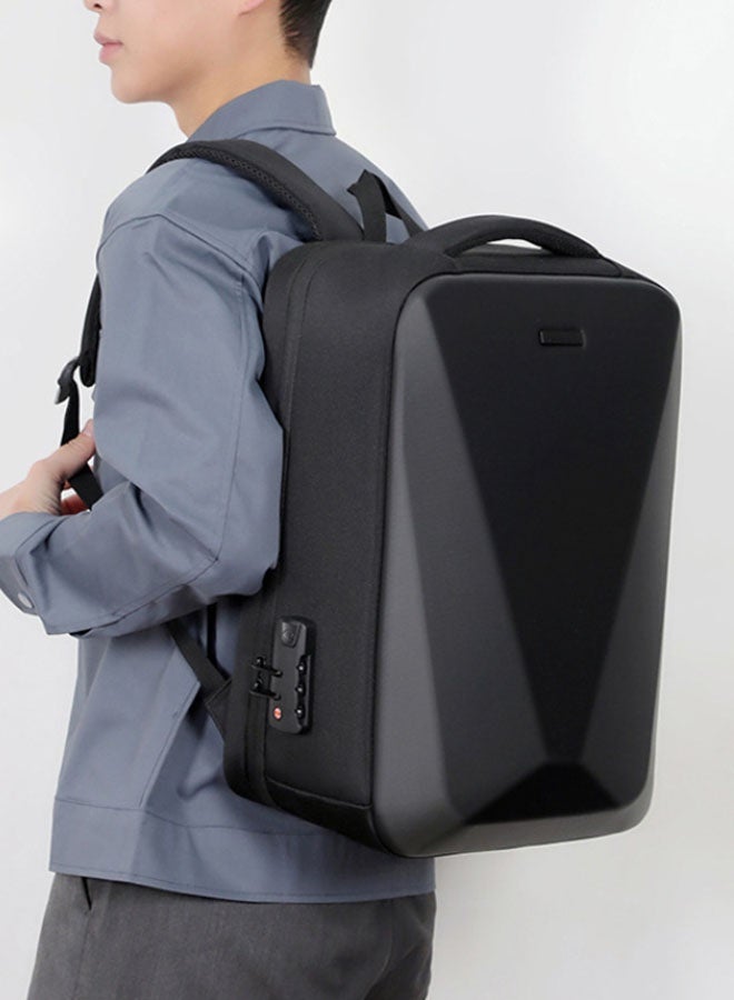 Hanayo حقيبة ظهر لحاسوب محمول 15.6 بوصة مع منفذ شحن USB وقفل TSA للرجال والنساء حقيبة مقاومة للماء لحمل الكتب حقيبة مدرسية للسفر والعمل (أسود) - Image 3