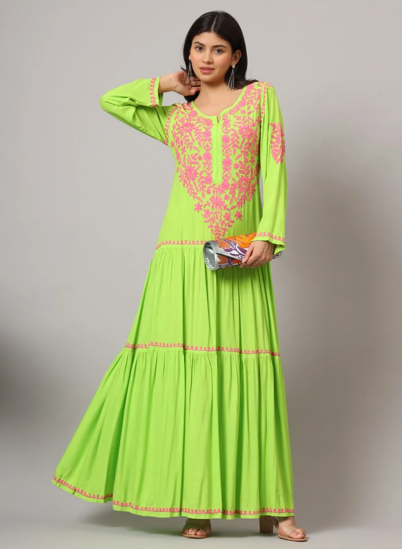 Alaya Hand Embroidered Lucknowi Chikankari  Cotton Jalabiya-AL3942