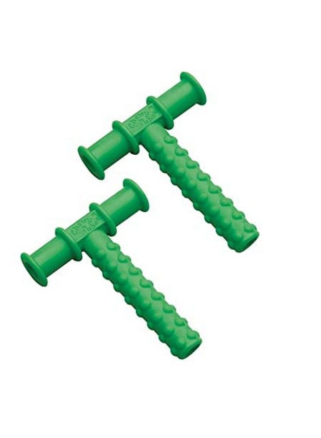 Safe-O-Kid عضاضة أنبوبية قابلة للمضغ من سيف أو كيد تنمي مهارات العض لدى الطفل، عضاضة أنبوبية قابلة للمضغ من سيف أو كيد للأطفال من سن 6 إلى 36 شهرًا، عبوة خضراء من قطعتين - Image 1