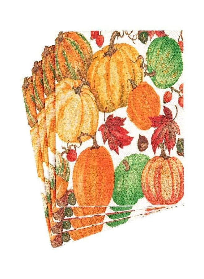 Caspari Pumpkin Field Boxed Paper Cocktail Napkins in White - 40 Per Box - Image 4