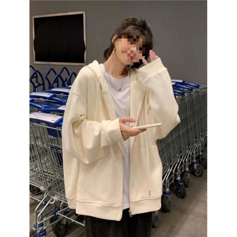 Womens Sweater Spring and Autumn Thin Coat Trendy Student Loose Cardigan Top 2300 apricot color 