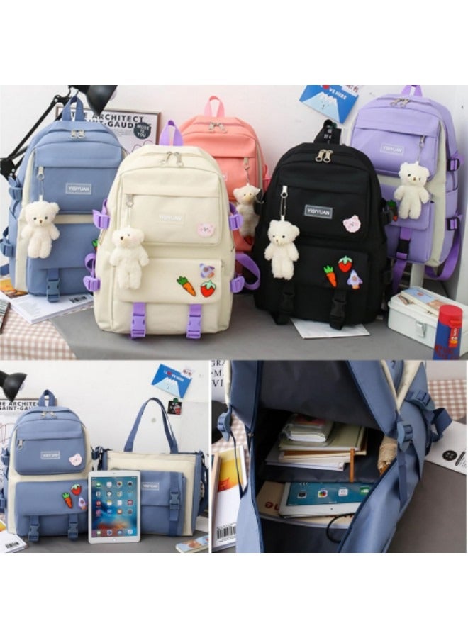 GGEROU Kids Cute Backpack Set for School, 5Pcs Kwaii School Bag Large-capacity, Girls Boys Back to School Book Bag Backpack Blue - Image 5