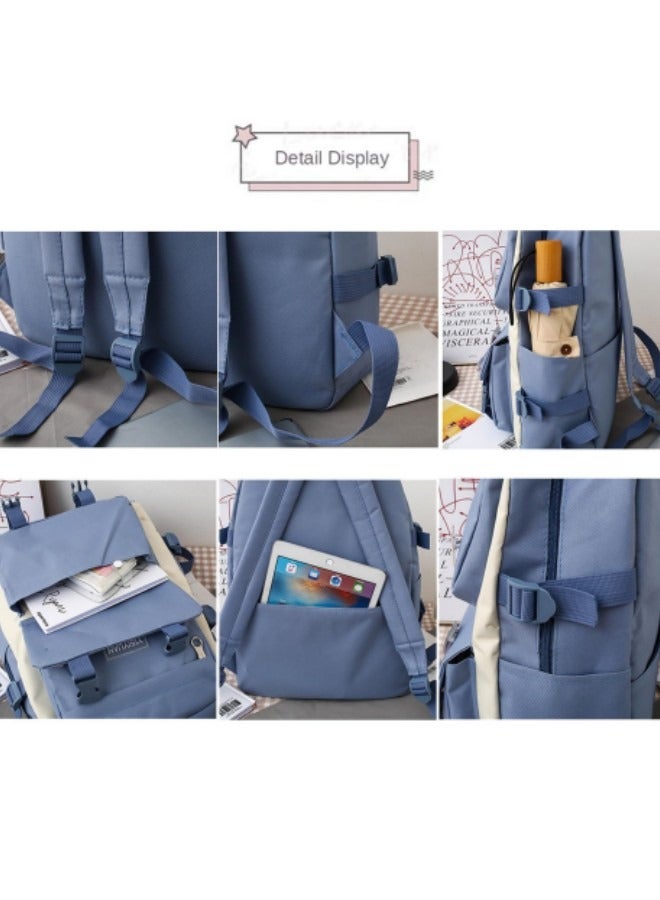 GGEROU Kids Cute Backpack Set for School, 5Pcs Kwaii School Bag Large-capacity, Girls Boys Back to School Book Bag Backpack Blue - Image 3