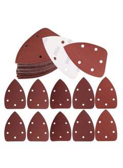 KASTWAVE 50 Pieces Mouse Detail Sander Pads Sanding Pads Sheets Hook and Loop Assorted 60/80/120/180/240 Grits Sander Paper - 5 Holes Triangle Sandpaper for Black and Decker Detail Palm Sander  - Image 1