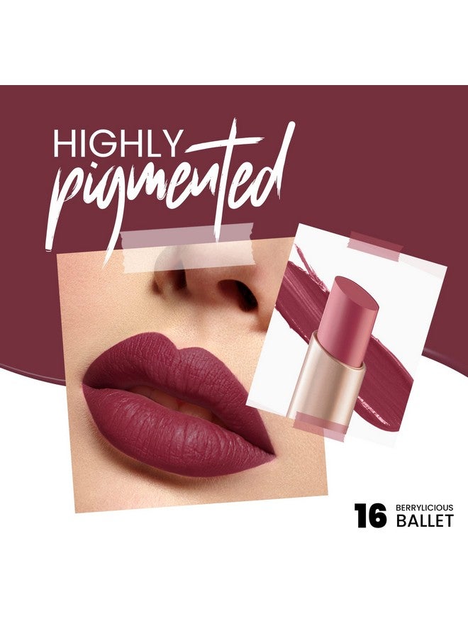 MARS Creamy Matte Long Lasting Lipstick for Women | Creamy Lipstick | Single Swipe Application | Smooth & Light Weight (3.2 gm) (16-Berrylicious Ballet) - Image 2