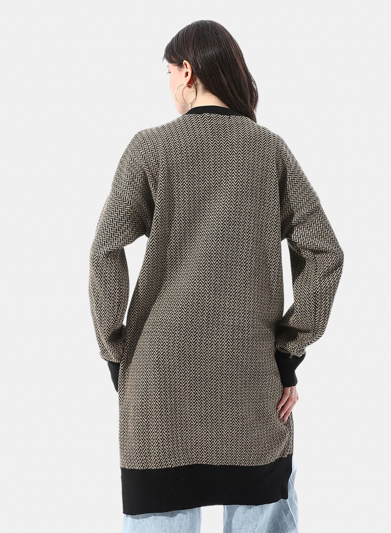 Andora micro-chevron knit pattern Long Pullover - Image 3