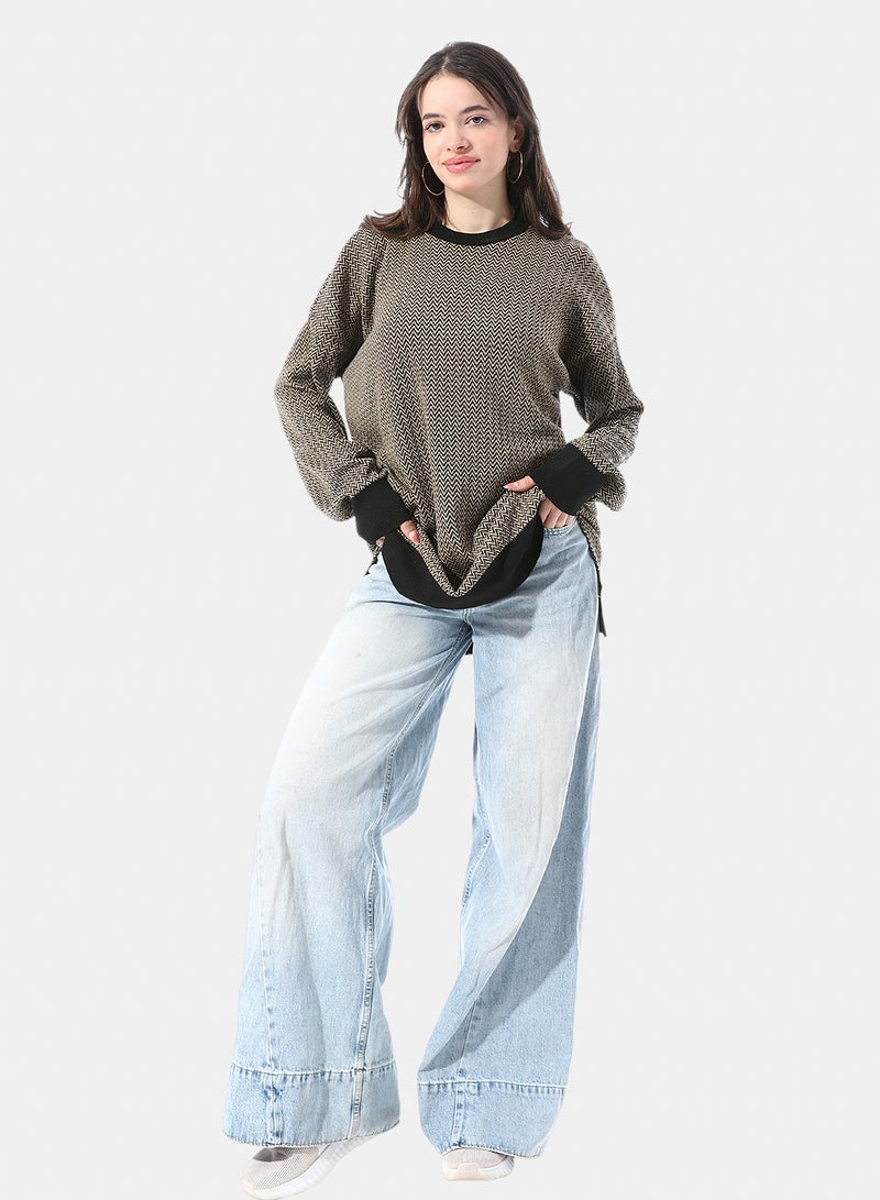 Andora micro-chevron knit pattern Long Pullover - Image 5
