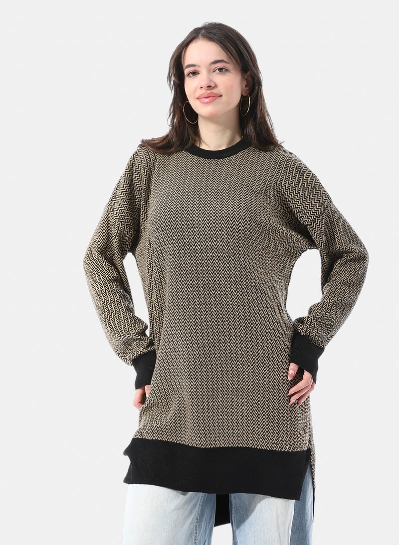 Andora micro-chevron knit pattern Long Pullover - Image 1