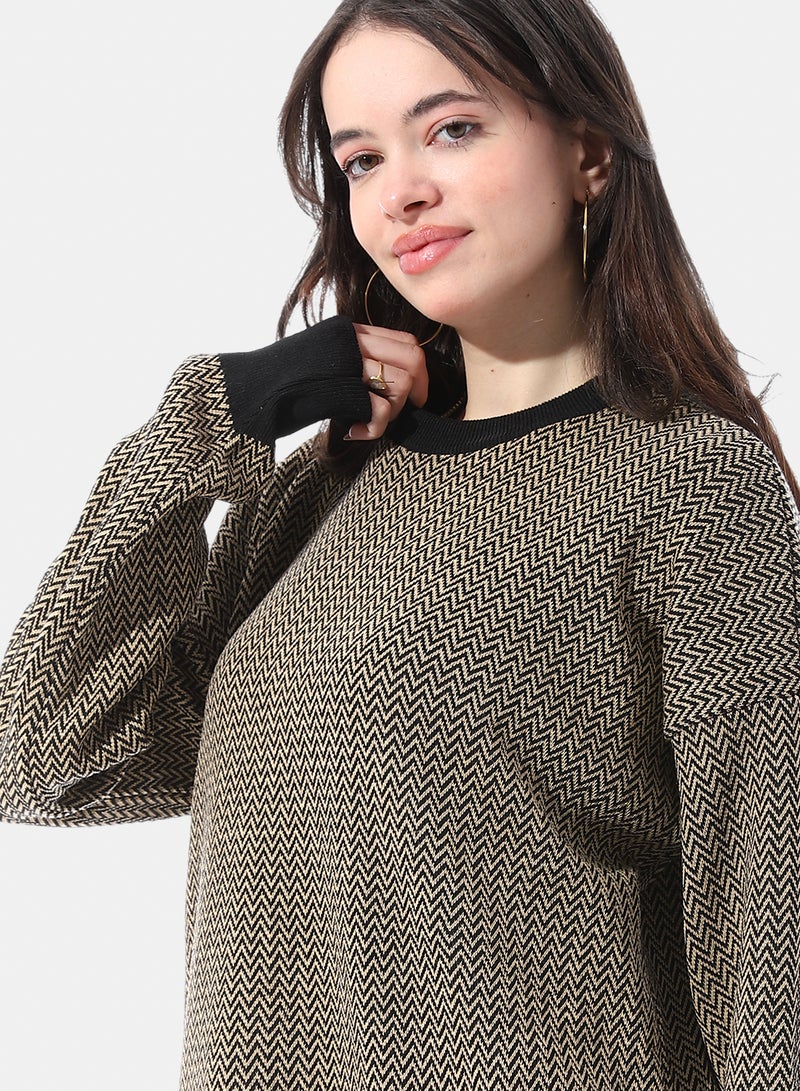 Andora micro-chevron knit pattern Long Pullover - Image 4
