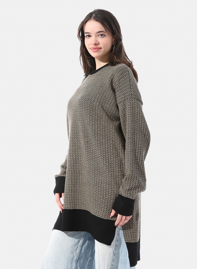 Andora micro-chevron knit pattern Long Pullover - Image 2