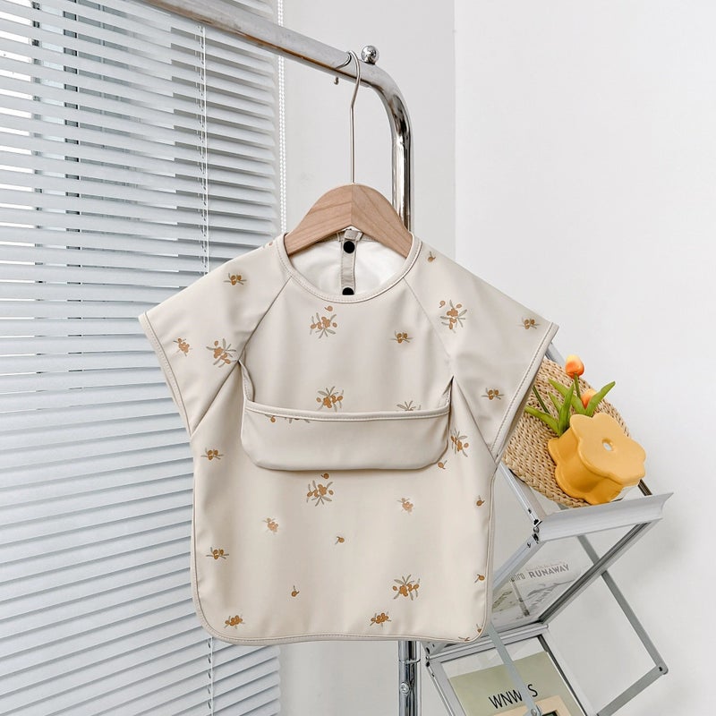 Baby Waterproof PU Feeding Bib Apron Sea buckthorn berry 