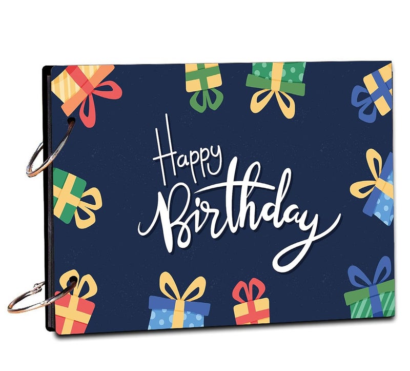 BP DESIGN SOLUTION Happy Birthday Gift Background Scrap Book Photo Album/Photo Dairy For Memories 20 Pages A4 Size (12x8.5) inch - Image 1