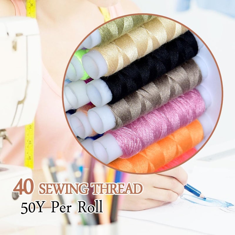 colored bird 40 Spools of Sewing Thread,Gift Box Portable Basic Sewing Repair Kits (Red) - Image 4