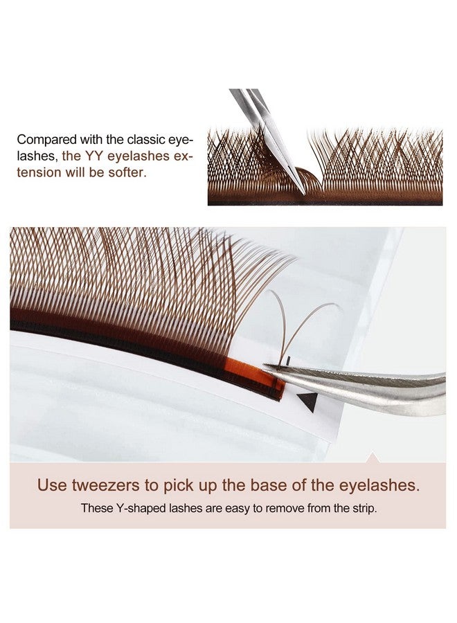 AuReve Y Lashes Extensions Colored Yy Lashes Premade Fans Brown Eyelash Extensions D Curl 0.07Mm 815Mm Mixed Tray Y Shape Easy Fan Volume Lashes Supplies (Yy0.07Dbrown) - Image 5