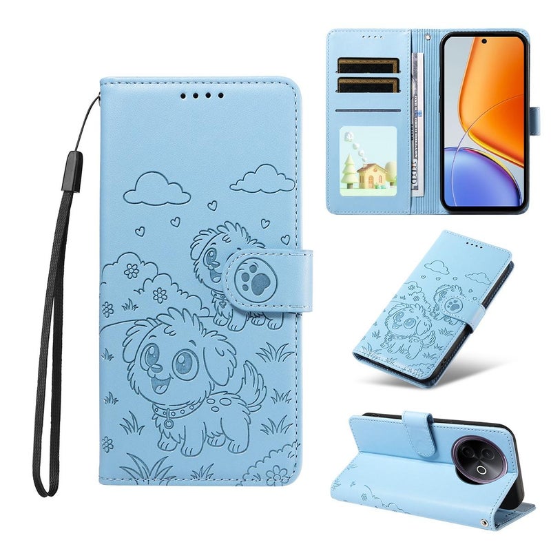 إيروريكس جراب هاتف من الجلد مزود بخاصية تحديد الهوية بموجات الراديو منقوش عليه صورة كلب لهاتف vivo Y39 5G (أزرق سماوي) - Image 1