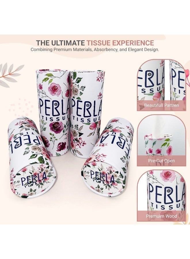 علب مناديل بيرلا لحامل أكواب السيارة – عبوة من 4، مناديل وجه ناعمة وسميكة 3 طبقات (50 منديل لكل علبة)، مناديل أسطوانية معبأة، مثالية للسفر والاستخدام المنزلي - Image 4