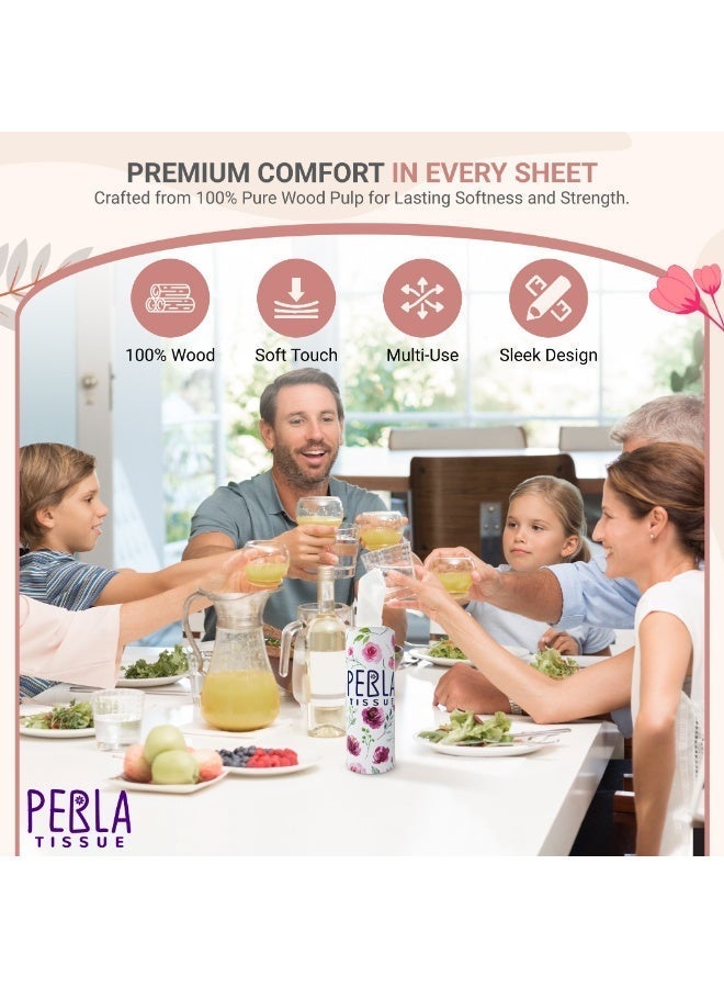 علب مناديل بيرلا لحامل أكواب السيارة – عبوة من 4، مناديل وجه ناعمة وسميكة 3 طبقات (50 منديل لكل علبة)، مناديل أسطوانية معبأة، مثالية للسفر والاستخدام المنزلي - Image 3