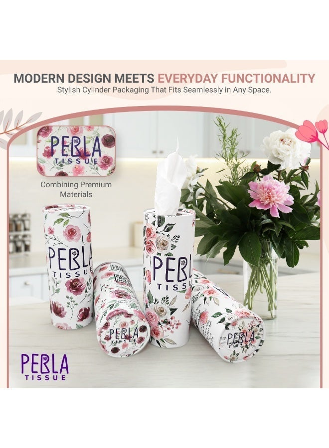 علب مناديل بيرلا لحامل أكواب السيارة – عبوة من 4، مناديل وجه ناعمة وسميكة 3 طبقات (50 منديل لكل علبة)، مناديل أسطوانية معبأة، مثالية للسفر والاستخدام المنزلي - Image 2