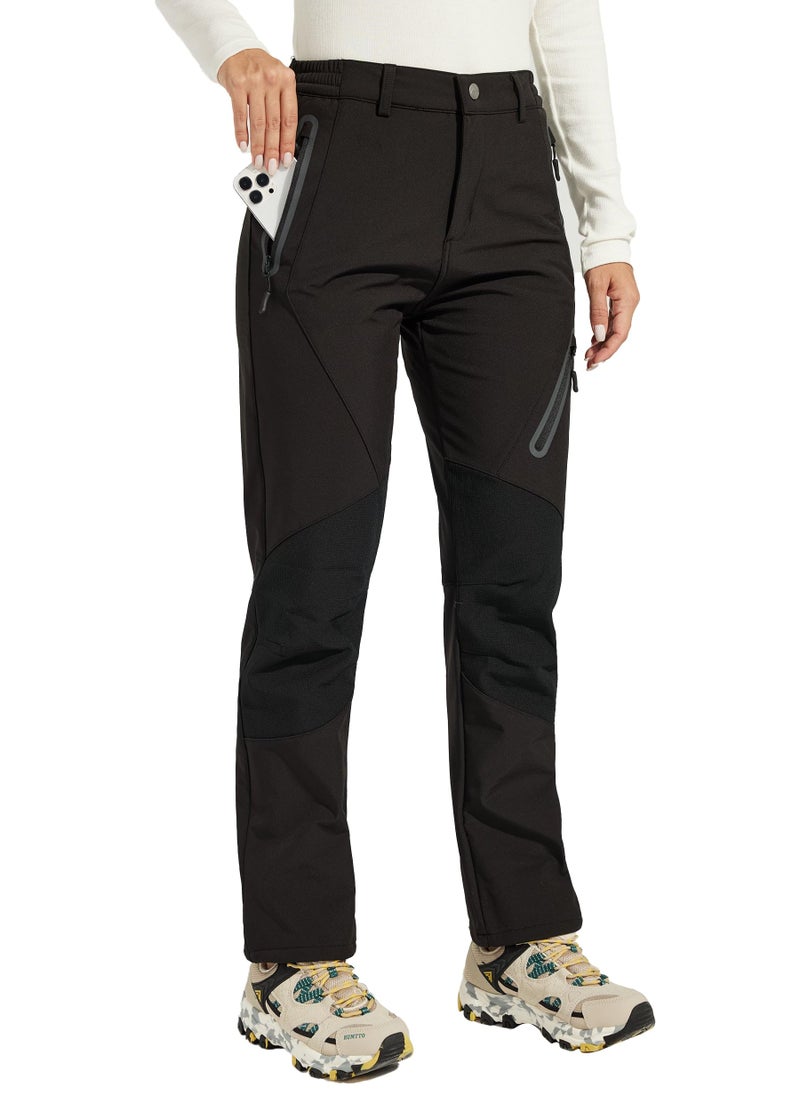 Willit Women's Snow Pants Waterproof Warm Winter Hiking Pants Outdoor Pants Insulated Cold Weather Black L - Image 1