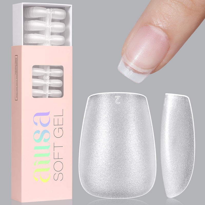 AILLSA Extra Short Coffin Nail Tips 450pcs Gel Full Cover Nails Tips Matte Pre-filed Press on Fake Soft Nail Tip 15 Sizes Pre-Shaped False Gelly Nails Tip - Image 1
