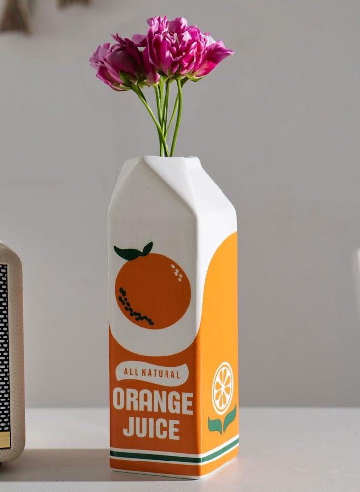 كيلا مزهرية عصير البرتقال - مزهرية عصير البرتقال - ديكور منزلي ريترو ديكور غير تقليدي - مزهرية عتيقة - مزهرية زهور لطيفة - مزهرية سيراميك فريدة من نوعها تحن إلى الماضي لمكتب المطبخ أو غرفة المعيشة (عصير البرتقال) - Image 2