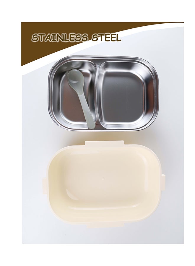 توشيونيكس علبة غداء من الستانلس ستيل – سعة 1.4 لتر – بحجرتين، آمنة للميكروويف، ملعقة، غطاء مانع للتسرب، خالية من BPA، وآمنة للفريزر وغسالة الصحون – مناسبة للأطفال والكبار – مثالية للمدرسة، المكتب، والسفر – 20 × 14 × 5 سم - Image 3