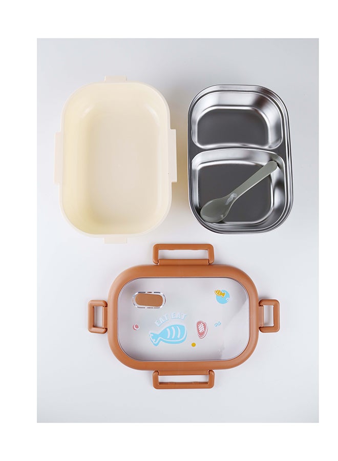 توشيونيكس علبة غداء من الستانلس ستيل – سعة 1.4 لتر – بحجرتين، آمنة للميكروويف، ملعقة، غطاء مانع للتسرب، خالية من BPA، وآمنة للفريزر وغسالة الصحون – مناسبة للأطفال والكبار – مثالية للمدرسة، المكتب، والسفر – 20 × 14 × 5 سم - Image 1