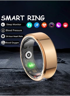 Generic Smart Ring Fitness Tracker for Men Women, Health Sleep Heart Rate Blood Oxygen Tracker Smart Ring ，IP67 Waterpro of Bluetooth Tracker Rings ( Gold-19.8mm)  - Image 1