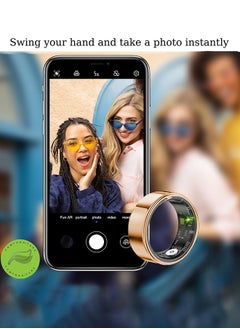 Generic Smart Ring Fitness Tracker for Men Women, Health Sleep Heart Rate Blood Oxygen Tracker Smart Ring ，IP67 Waterpro of Bluetooth Tracker Rings ( Gold-19.8mm)  - Image 2