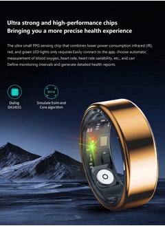 Generic Smart Ring Fitness Tracker for Men Women, Health Sleep Heart Rate Blood Oxygen Tracker Smart Ring ，IP67 Waterpro of Bluetooth Tracker Rings ( Gold-19.8mm)  - Image 4