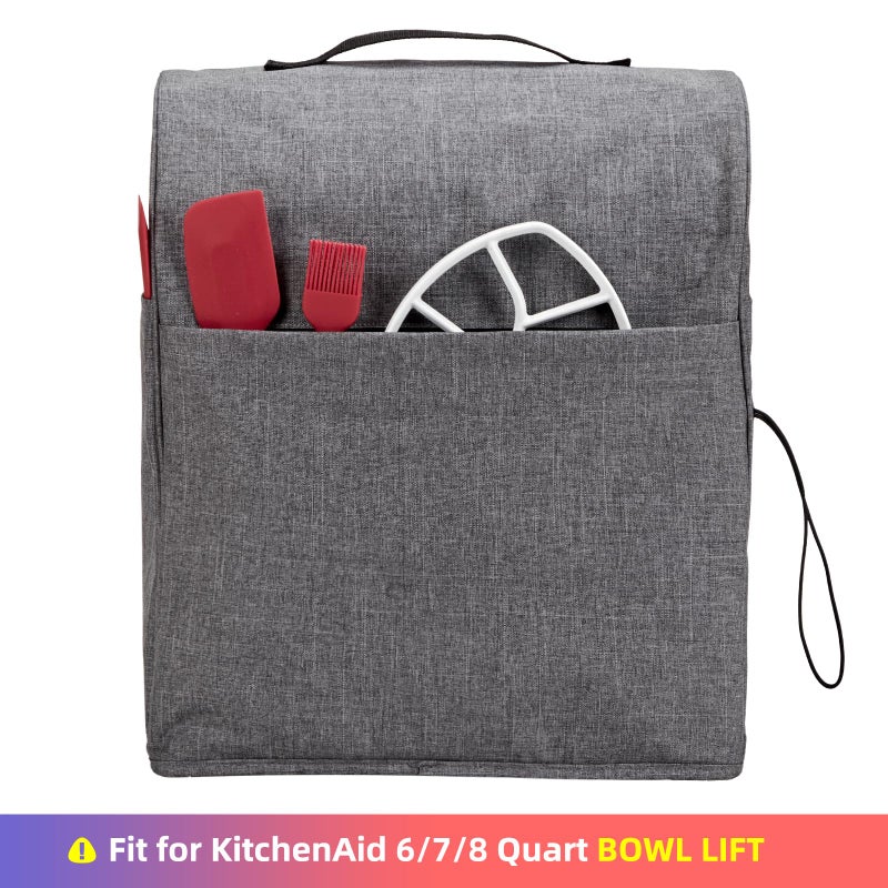 HOMEST Stand Mixer Dust Cover Compatible with KitchenAid 6/7/8 Quart Bowl Lift, Zipper Pocket for Various Kitchen Appliance Accessories, Grey (Patent Design) - Image 4