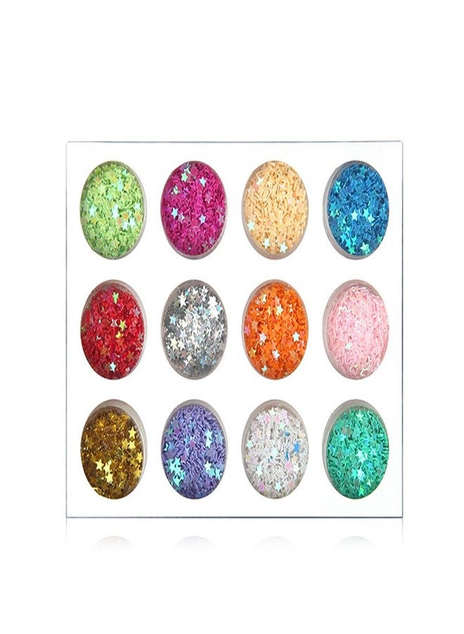 YesLady Nail Art Glitter Sequins Five Star Acrylic UV Gel False Tips Decoration 12 Pots - Image 2