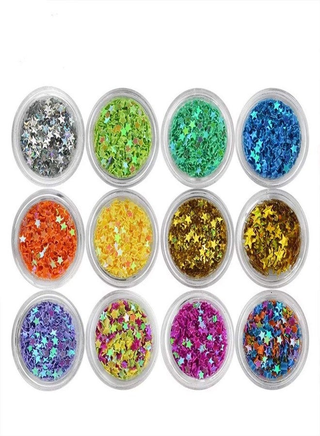 YesLady Nail Art Glitter Sequins Five Star Acrylic UV Gel False Tips Decoration 12 Pots - Image 3