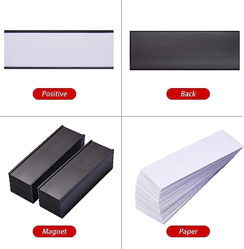 EEOYU 200 Pieces Magnetic Label Holders with Magnets Magnetic Data Card Holders with Clear Plastic Protectors for Metal Shelf, Whiteboard (2 x 5.5 Inch) - Image 5
