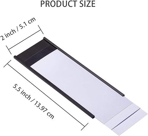 EEOYU 200 Pieces Magnetic Label Holders with Magnets Magnetic Data Card Holders with Clear Plastic Protectors for Metal Shelf, Whiteboard (2 x 5.5 Inch) - Image 2
