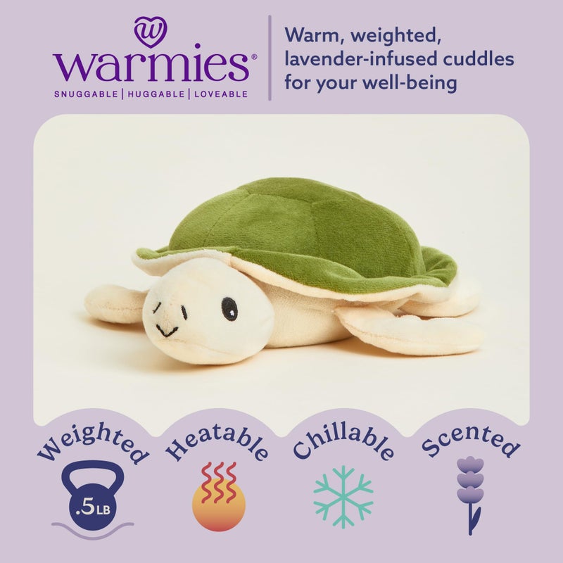 Warmies Junior Microwavable & Weighted Stuffed Animals, Turtle - Heated Stuffed Animal Plushie for Warmth & Comfort - Cute Soft Plush Toys for Adults & Children (Boys, Girls, Babies & Toddlers) - Image 2
