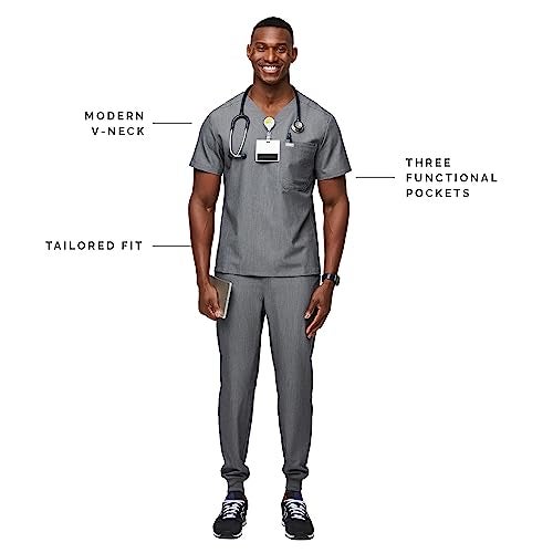 FIGS Leon Three-Pocket Scrub Top for Men - Graphite, M - Image 2