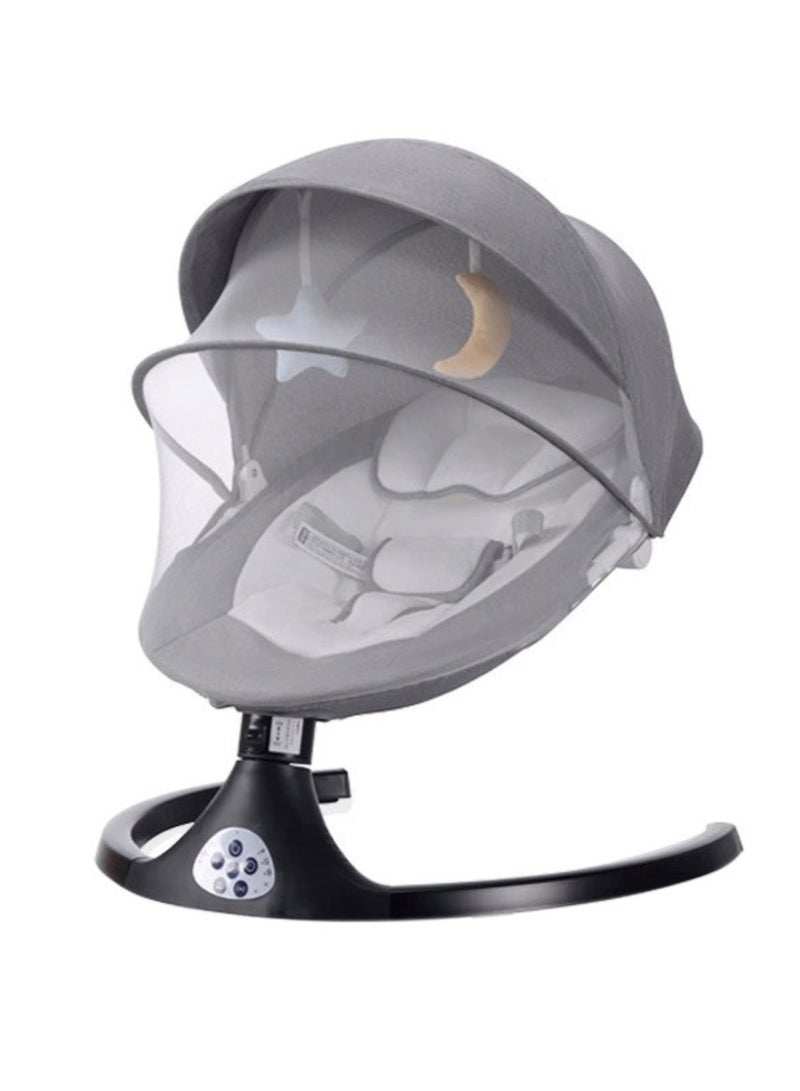 Baby Swing Chair Rocking Chair Baby Cradle with Mosquito Net Safety Belt Silent Soothing Freeing Parents' Hands Grey  - Image 1